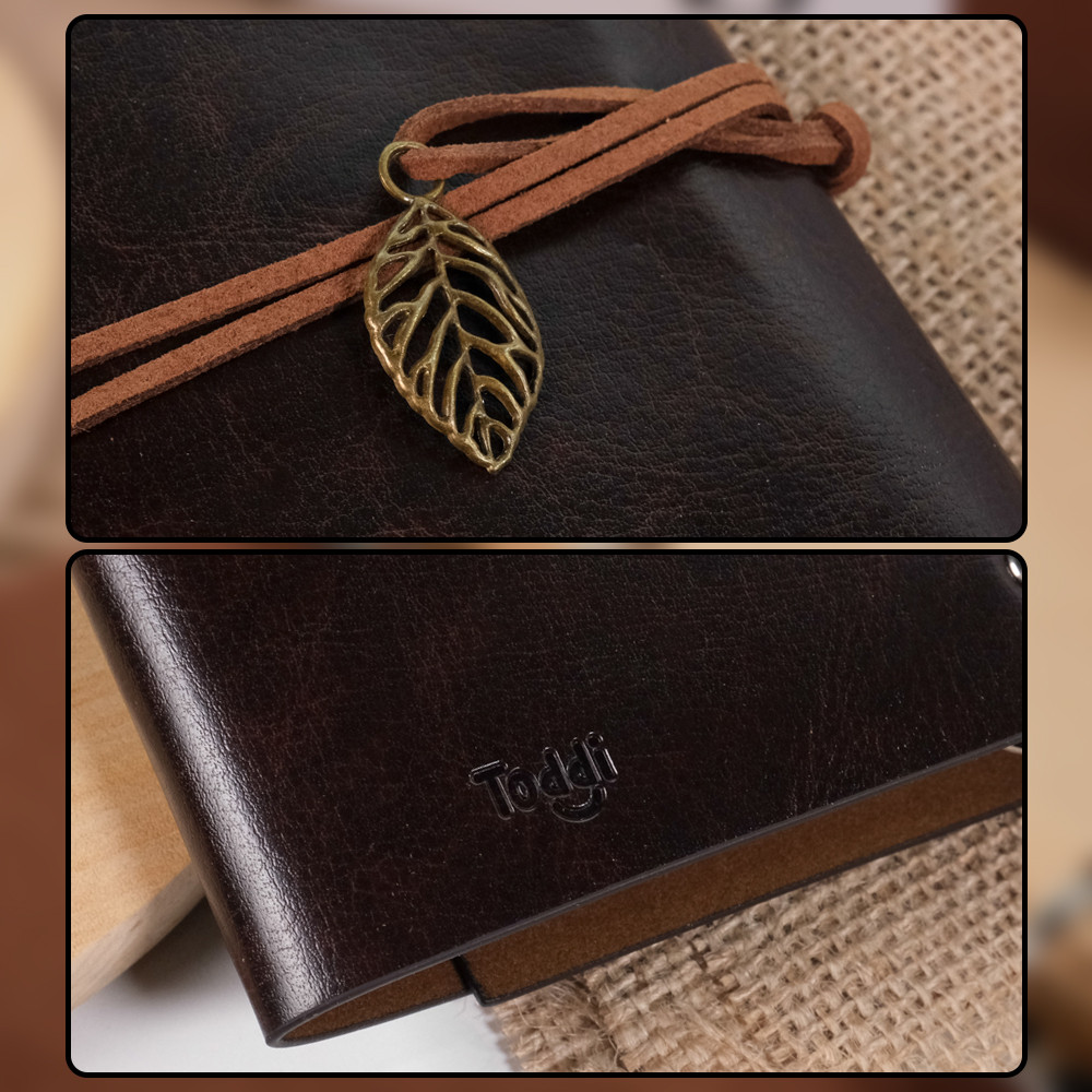 

[Great Store] Toddi PHANTACI Buku Catatan Binder Kulit Retro Leaf Kertas B7 - BSD666