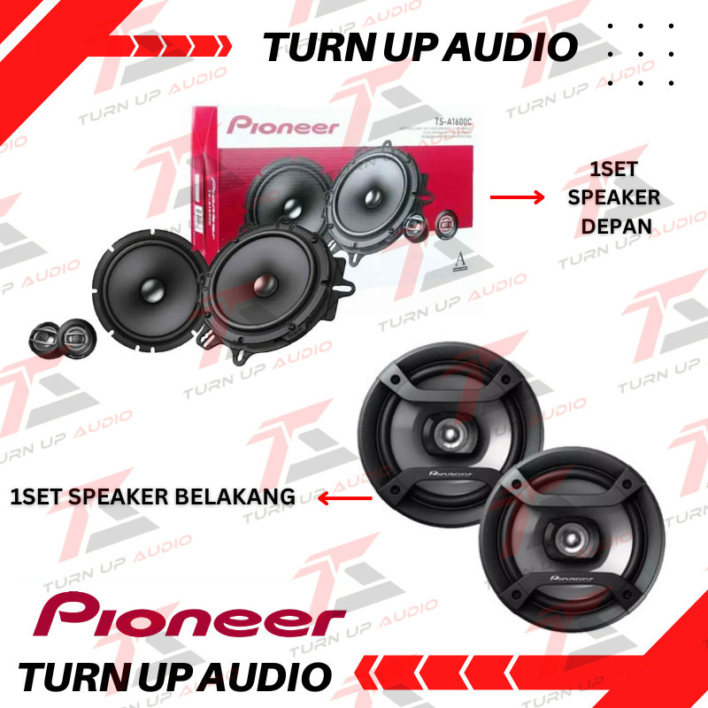 Paket audio mobil pioneer fullset speaker depan belakang original
