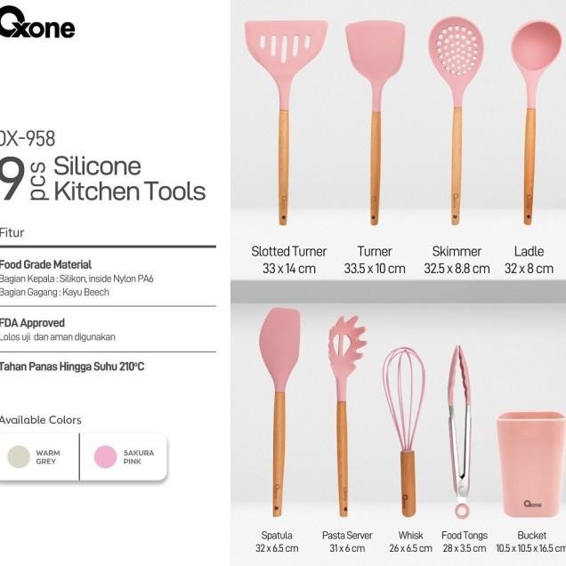 Oxone Spatula Silikon 9 Pcs Ox-958 | Kitchen Tools Silicone 9Pcs Ox958