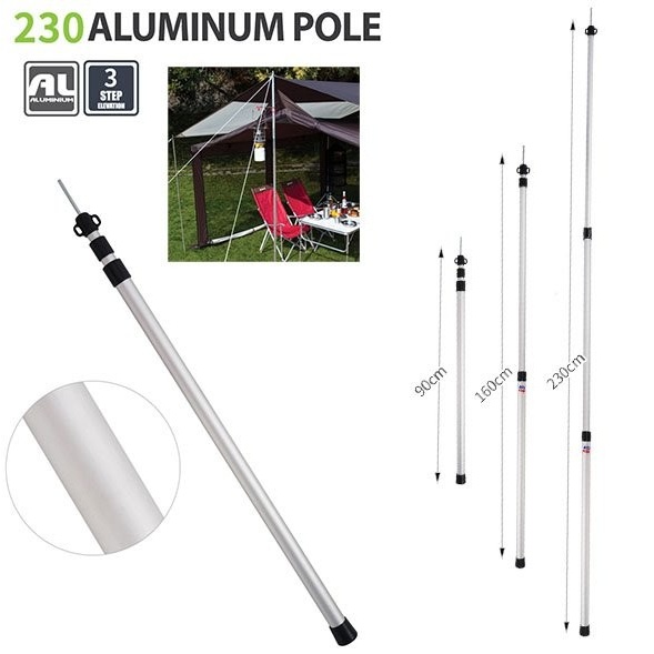 TERBARU Tiang Teleskopik Kanopi Flysheet Awning Ukuran 230 Cm Tenda Camping