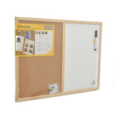 

TERLARIS! Bi-silque papan kombinasi uk. 60x45 cm / 2 panel corkboard whiteboard