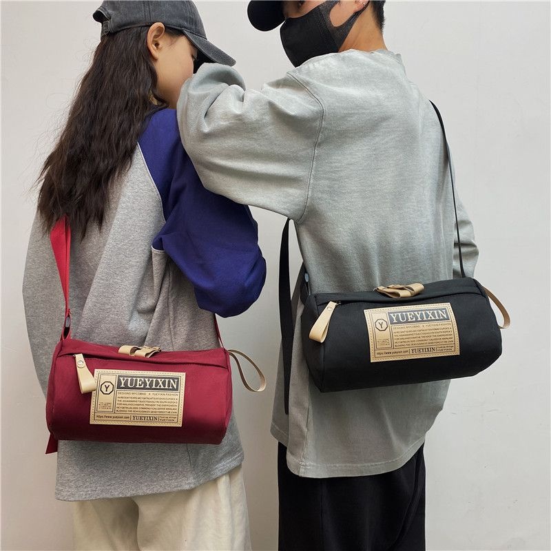 Tas Kain Nilon Wanita Kapasitas Besar Tas Bantal Silinder