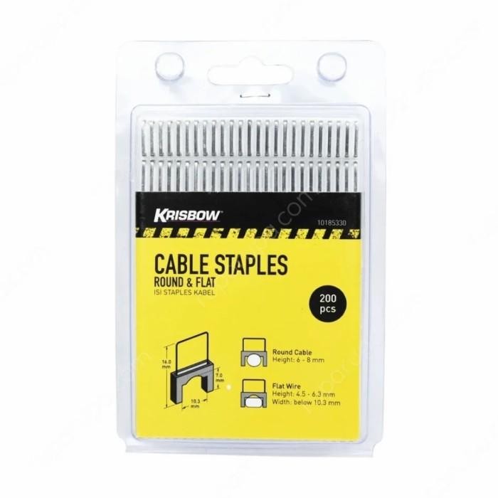 

Krisbow Set Isi Staples Kabel 200 Pcs Round And Flat Cable Staples