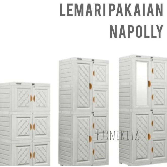 Lemari Pakaian Plastik Napolly Mcab Susun 4 Kaca