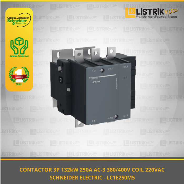 Kontaktor Schneider 3P 132Kw 250A Ac-3 380/400V Coil 220Vac Genuine