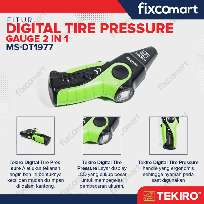 BEST SELLER- TEKIRO DIGITAL TIRE PRESSURE GAUGE 2 IN 1 - TIRE PRESSURE GAUGE