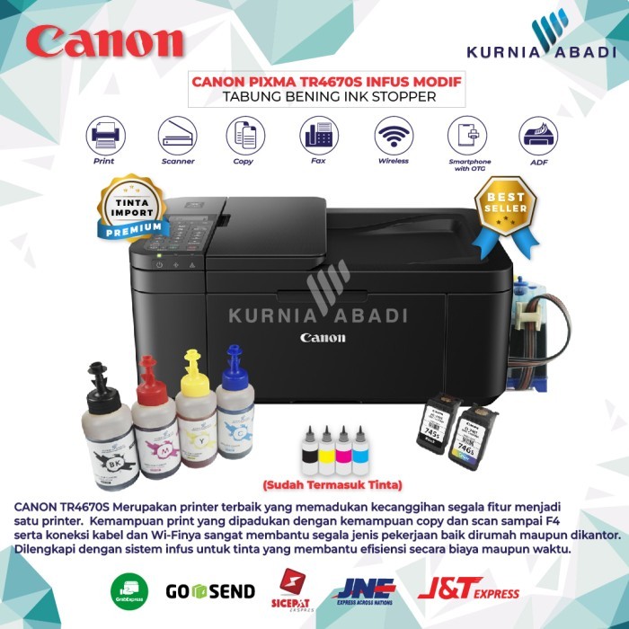 Printer Canon PIXMA TR4570S Infus Tabung Bening Print Scan Copy Wifi