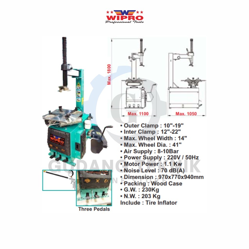 READY STOCK- Mesin Pembuka Ban Mobil & Motor Otomatis WIPRO TC-1441 / Tire Changer AUTOMATIC WIPRO