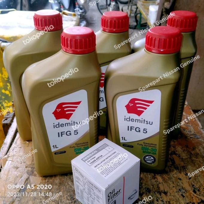 5w-30 Full Synthetic Idemitsu Paket Oli 5 liter + filter oli Nissan