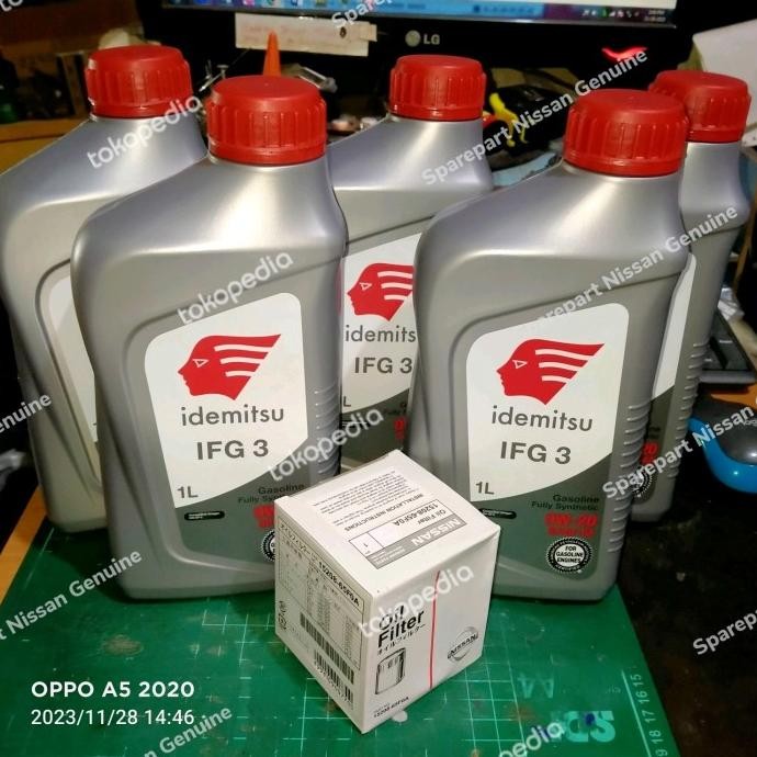 0w-20 Idemitsu Paket Oli 5 liter + filter oli Nissan