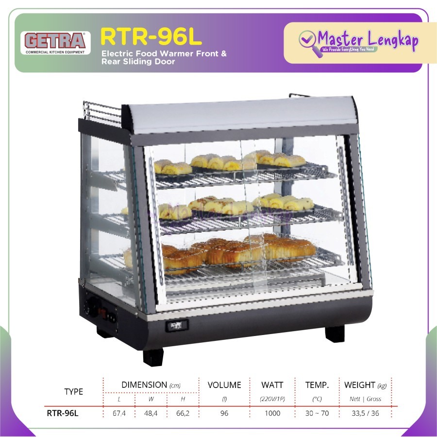 GETRA ELECTRIC FOOD WARMER FRONT & REAR SLIDING DOOR RTR-96L / RTR96L / RTR 96L / RTR96 L / RTR 96 L