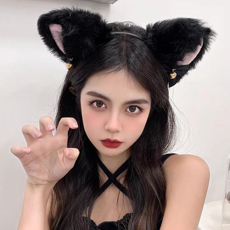 TYR Bando kucing nekomimi cosplay hitam kitty hairband cat hairband bando Halloween party cosplay ca