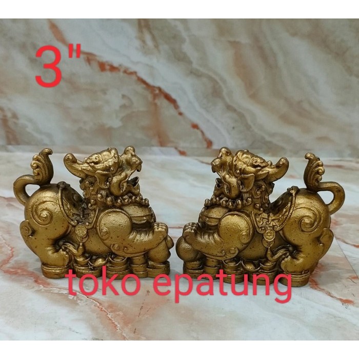 patung pi xiu / pixiu kuningan - 3 inch -01