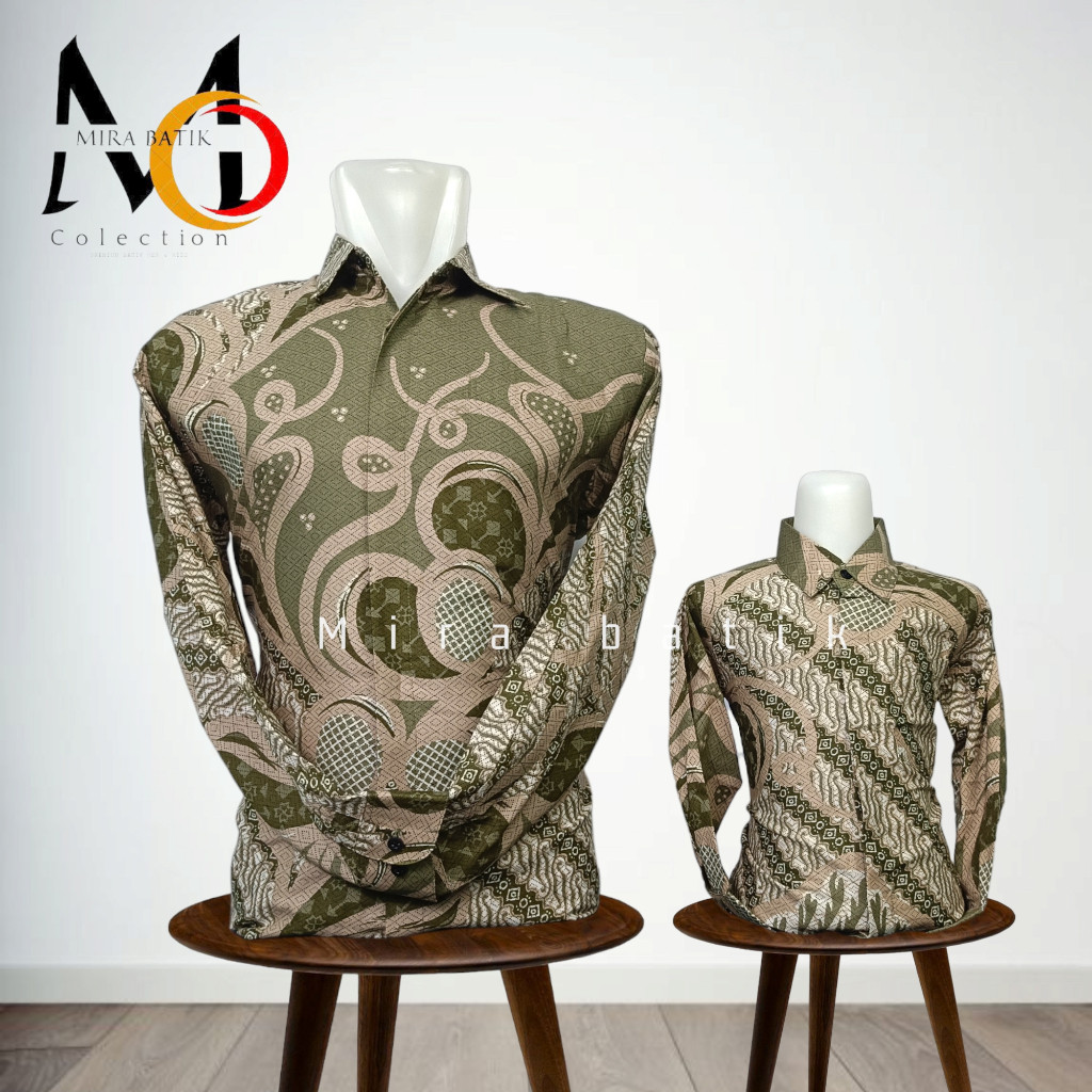 Batik PNS batik hijau sage/batik couple ayah dan anak hijau sage /batik pria green sage ayah anak