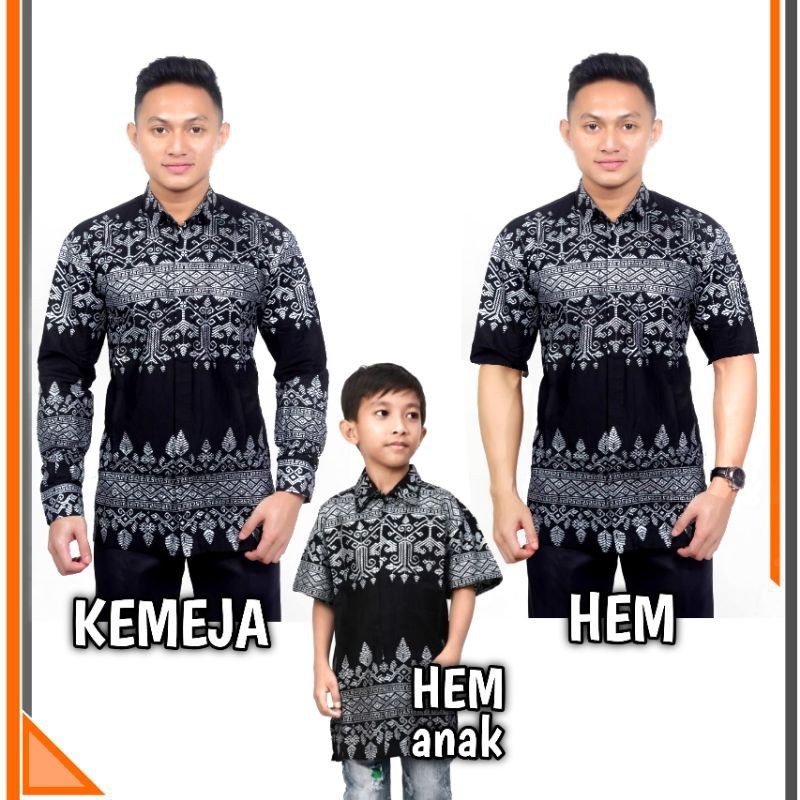 Batik PNS Baju Couple Ayah dan anak motif Jarum Anjani Silver / Batik anak cowok dan ayah