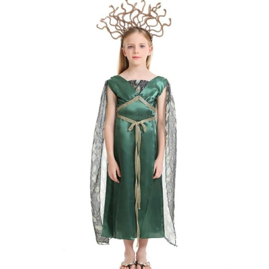 HGT Medusa Greek Goddess Costume Halloween Costume Kostum Anak Dewi Yunani TERLARIS