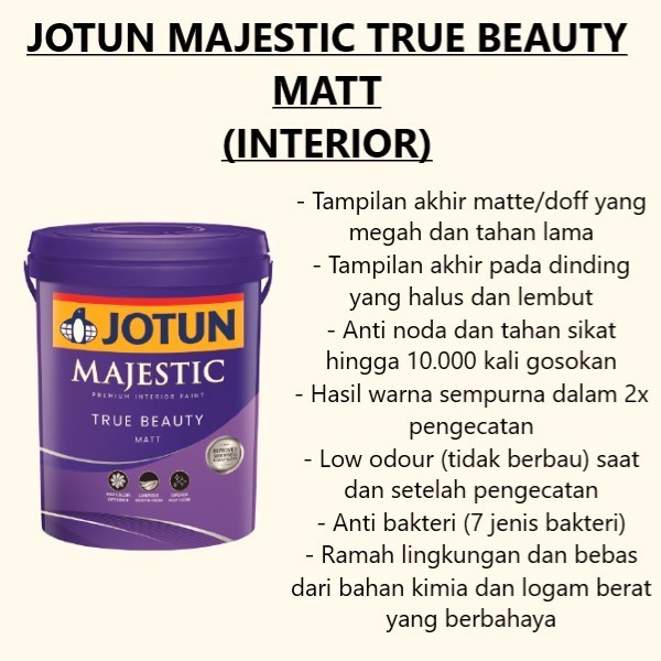 CAT TEMBOK INTERIOR JOTUN MAJESTIC TRUE BEAUTY WARNA PUTIH (20 LITER)