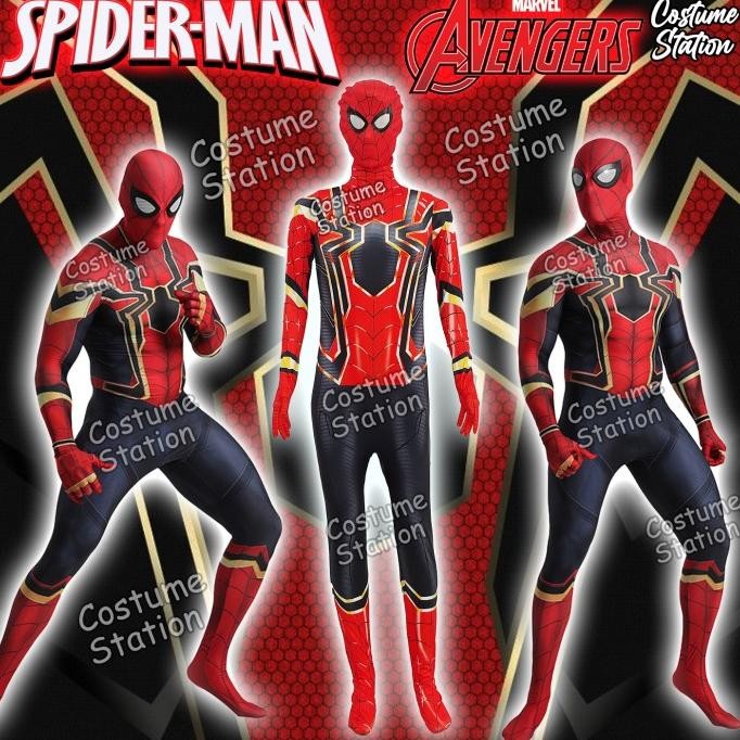 Kostum Spiderman Black Gold Marvel / Costume Avengers Superhero dewasa