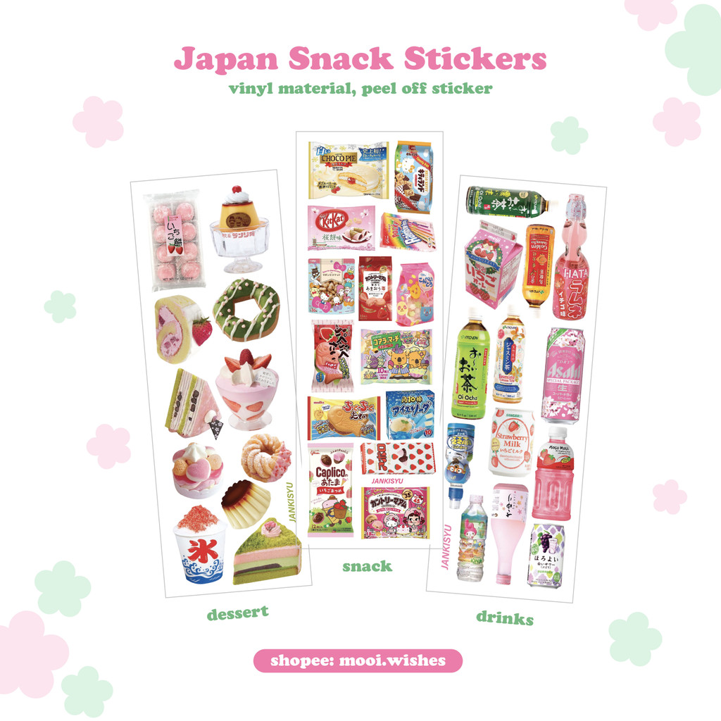 

Japan Snack Japanese Sticker Sheet Deco Phone Laptop Journaling Penpal Aesthetic Murah