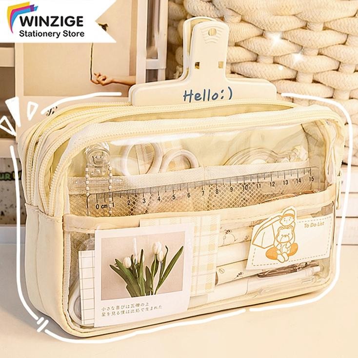 

Sale Winzige Kotak Pensil Transparan Aesthetic Pencil Case Large Tempat Pensil Pen Pouch Lucu Stationery Organizer Promo