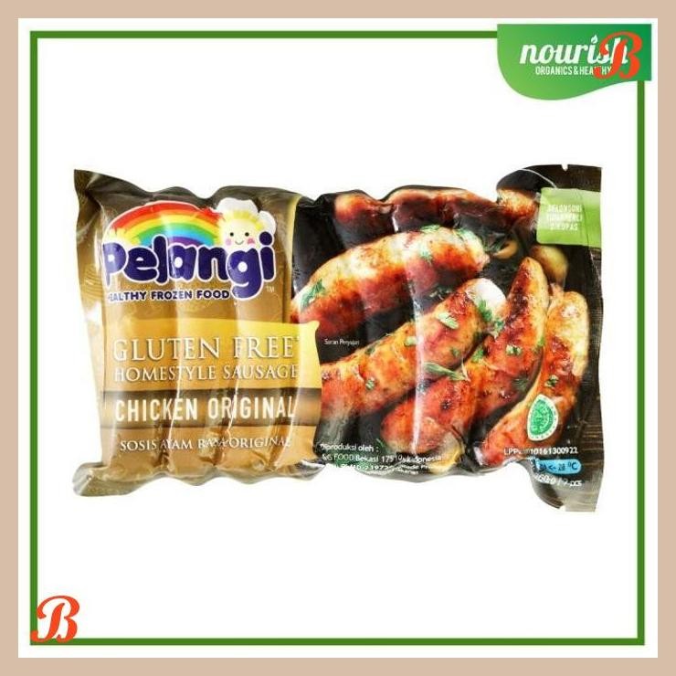 

| NN | PELANGI SOSIS AYAM ORIGINAL NON GMO, GLUTEN FREE, HALAL ( 7PCS ) 360GR