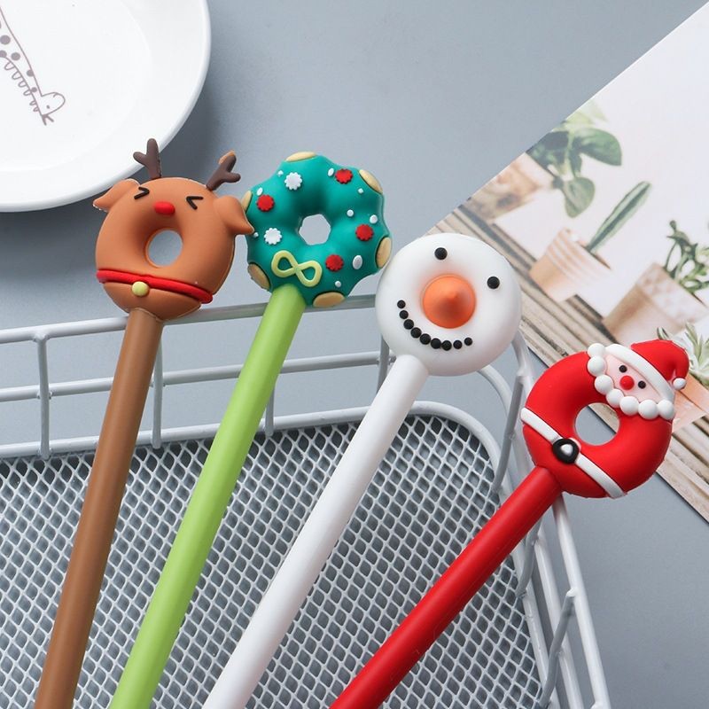 

Pena Donat Natal Santa Rusa Snowman Chrismast Wreath Pulpen Pen Gelpen Karakter