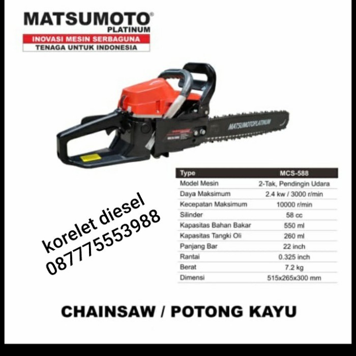 MESIN CHAINSAW MATSUMOTO / gergaji kayu 22inch 2TAK