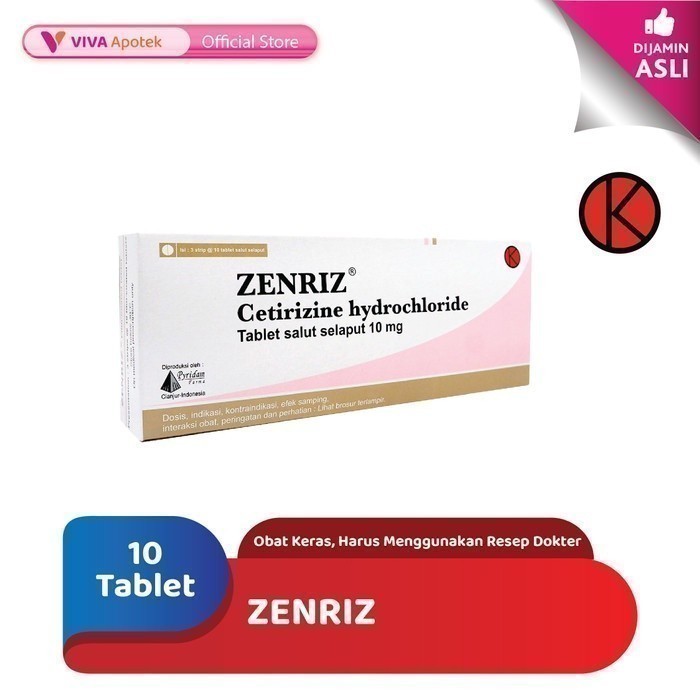 Zenriz 10 mg / Cetirizine / Alergi / Gatal (10 Tablet)