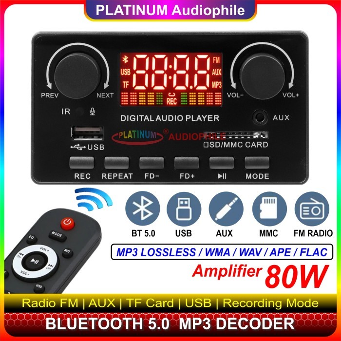 Modul Mp3 Bluetooth Amplifier 2X 40W 80W Class D Mp3 Deer Recording Hemat