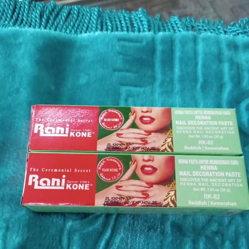 rani kone henna paste RK-99  atau rk 82 mahendi tangan dan kuku rani inai tangan warna merah ukuran 