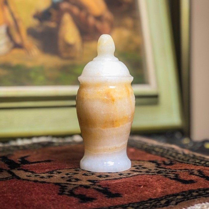 PAJANGAN GUCI MINI BATU MARMER ONYX VINTAGE LAWAS JADUL ANTIK