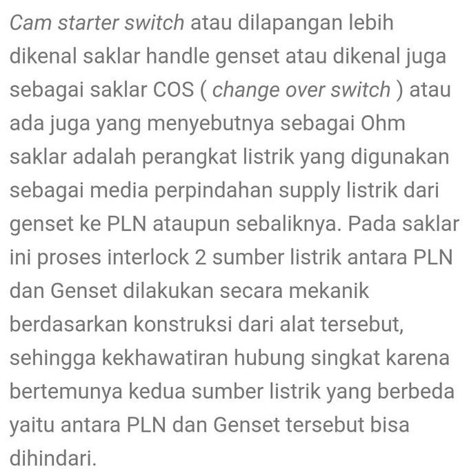 Cam Starter Tuas Genset Ohm Saklar Switch Genset Handle Genset Gz