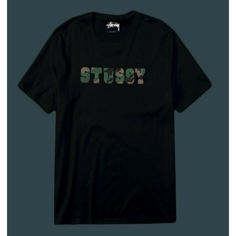 Kaos Stussy Font Camo