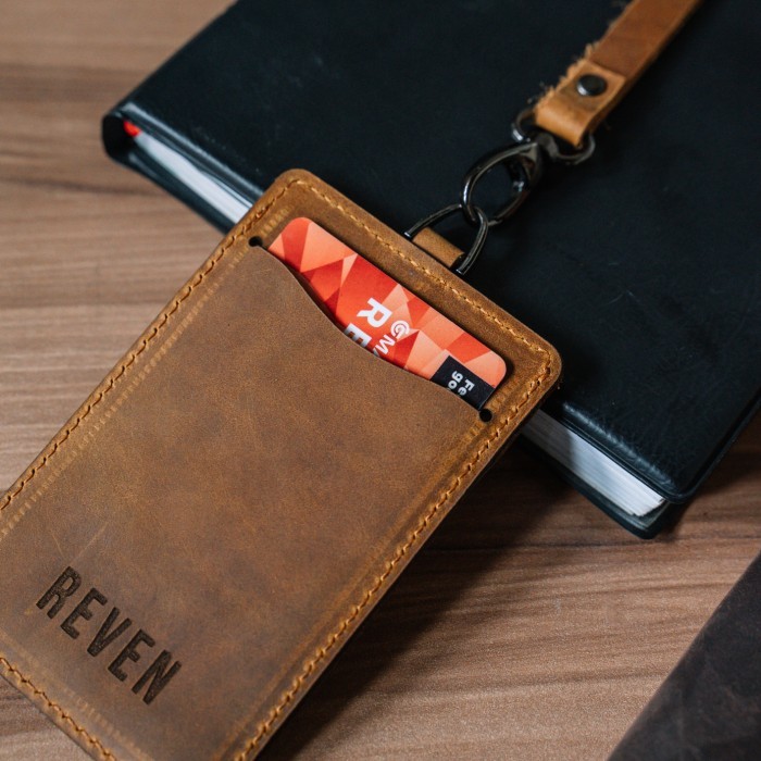 

Produk Baruu! Lanyard Kulit Magnet ID Card Holder Name Tag Kulit Asli