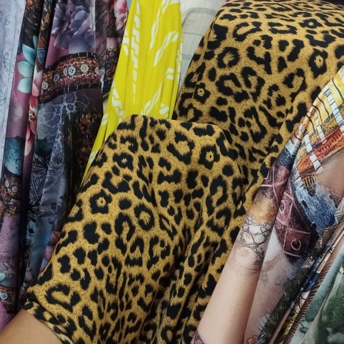 Bahan wolfis motif macan leopard kain pesanan khusus