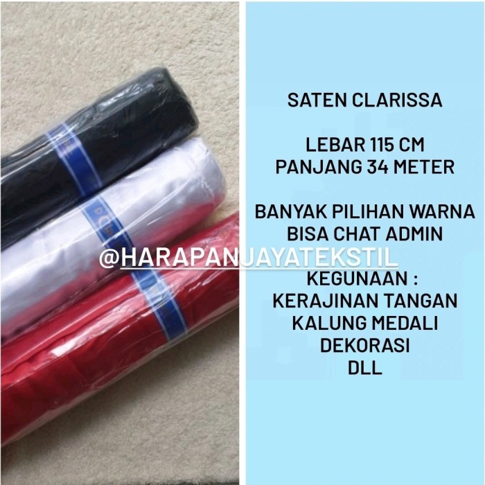 KAIN SATIN SATEN SILK POLOS CLARISSA BAHAN DEKORASI CRAFT