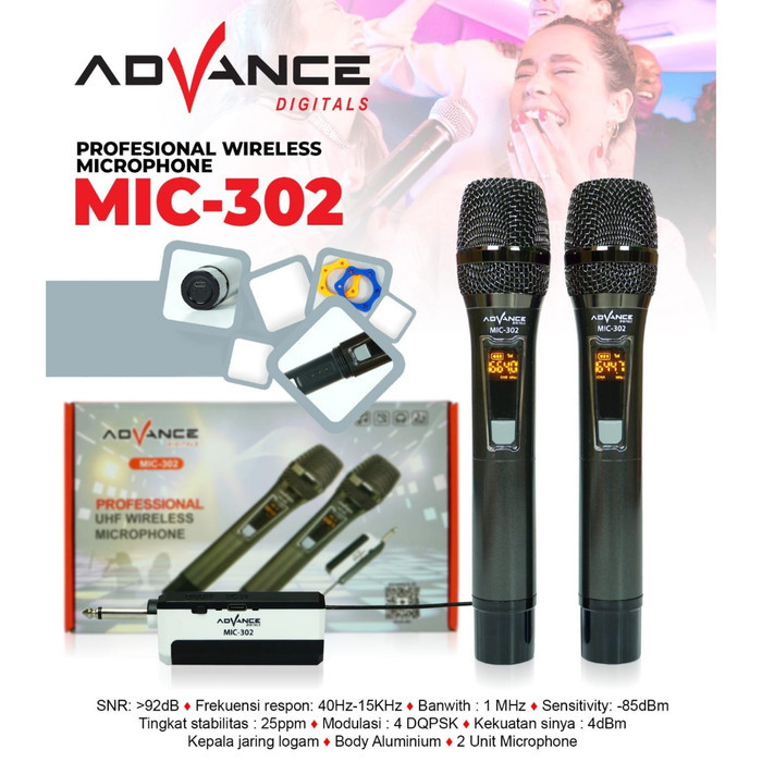 ADVANCE PROFESSIONAL UHF WIRELESS MICROPHONE MIC-302