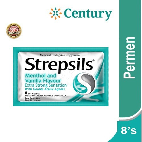 

STREPSILS MENTHOL AND VANILLA FLAVOUR EXTRA SENSATION 1X8'S / PERMEN PELEGA TENGGOROKAN