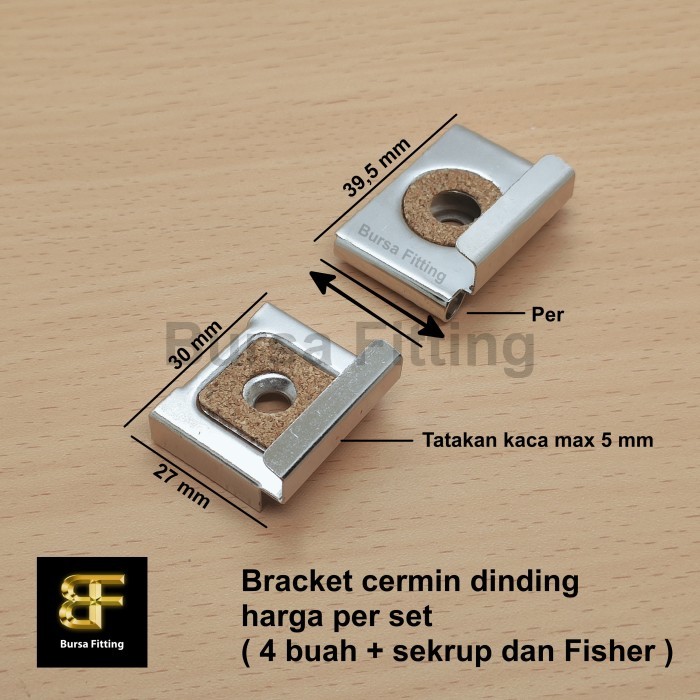 PLAT JEPIT KACA WASTAFEL / GANTUNGAN CERMIN / AMBALAN CERMIN / BRACKET CERMIN DINDING / PENAHAN KACA