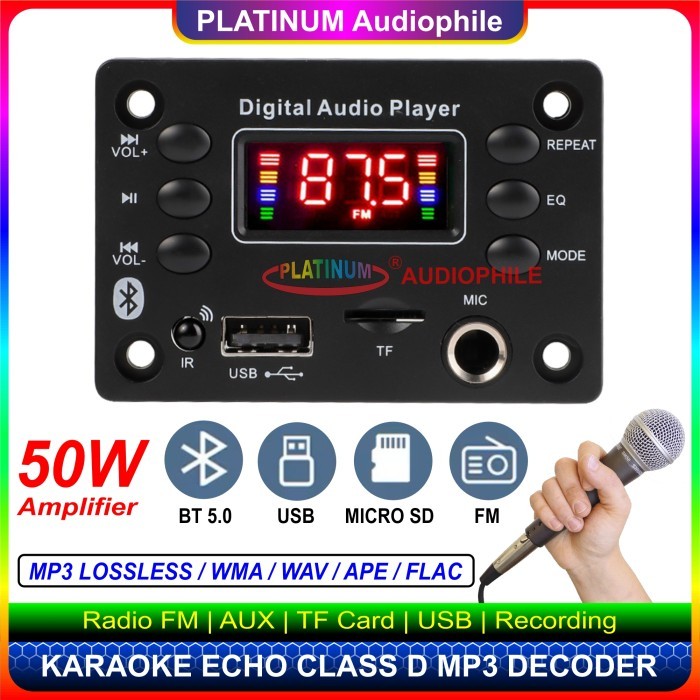 Modul Mp3 Amplifier Bluetooth Karaoke Microphone Echo DIY Class D 50W
