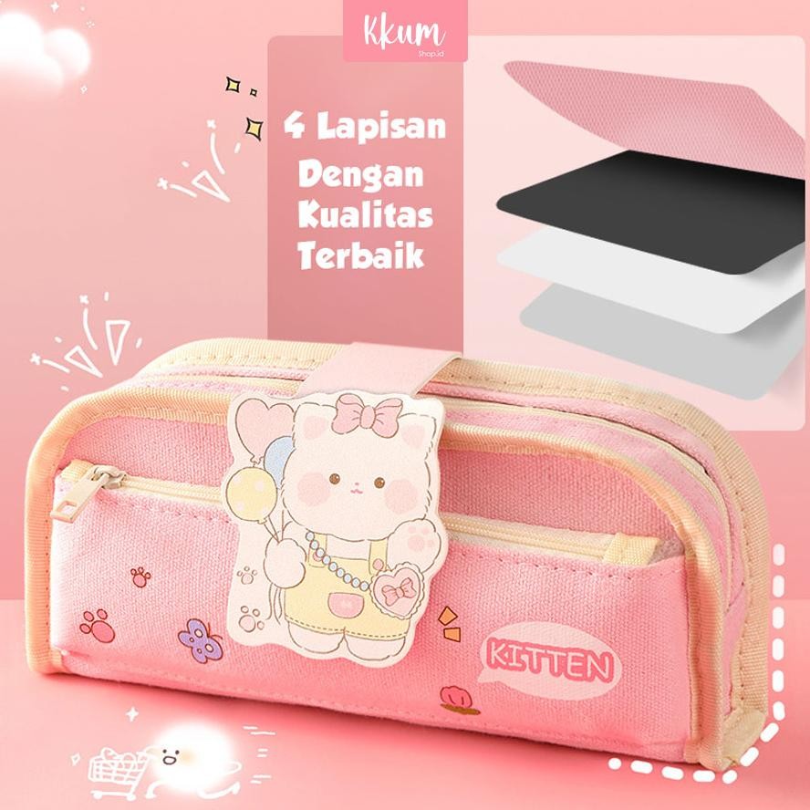 

gd-8 Tempat pensil anak murah anti air kanvas/ Kotak pensil 2 risleting Murah