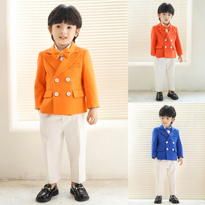 Set Setelan Kasual Anak Laki-laki Balita 1-11 Tahun 4 pcs/5 pcs Jaket Celana Kemeja Dasi Kupu-kupu S