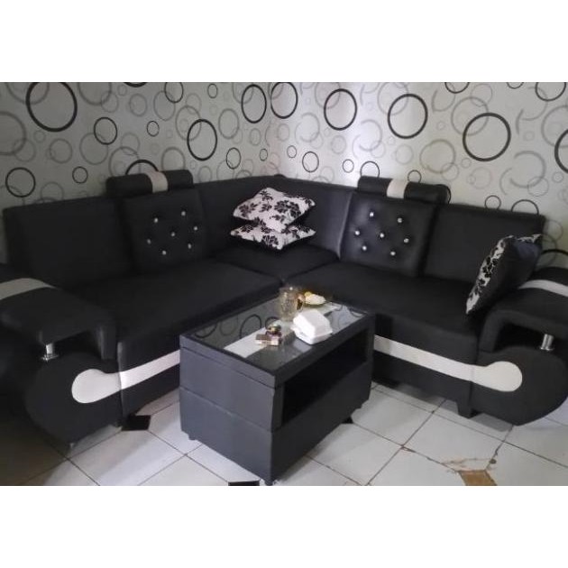 Sofa L Sudut Type Angsa + Meja Kaca