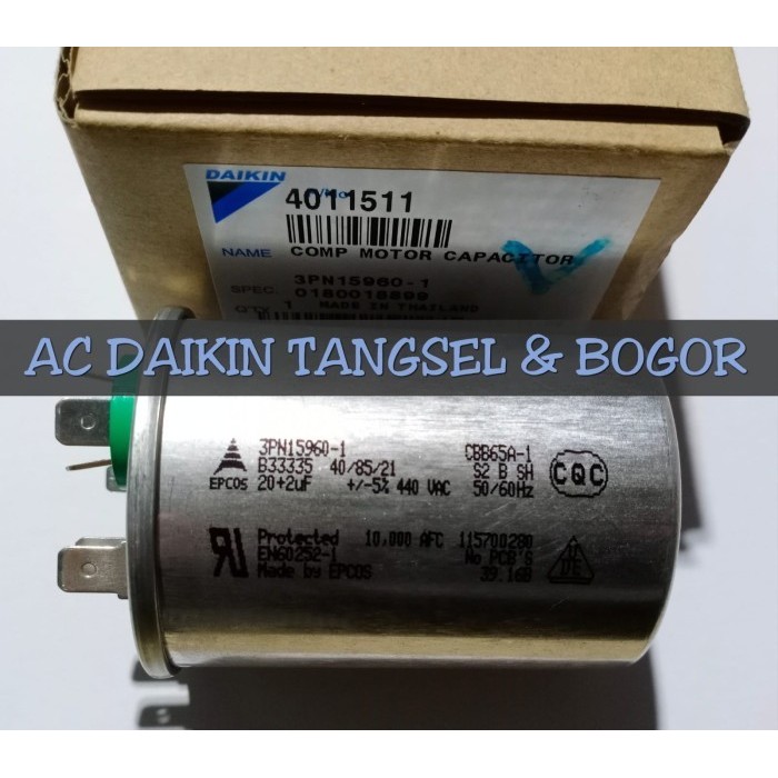 Capacitor Kapasitor AC Daikin 1/2PK 3/4PK FTNE15MV14 FTNE20 20+2uf Ori