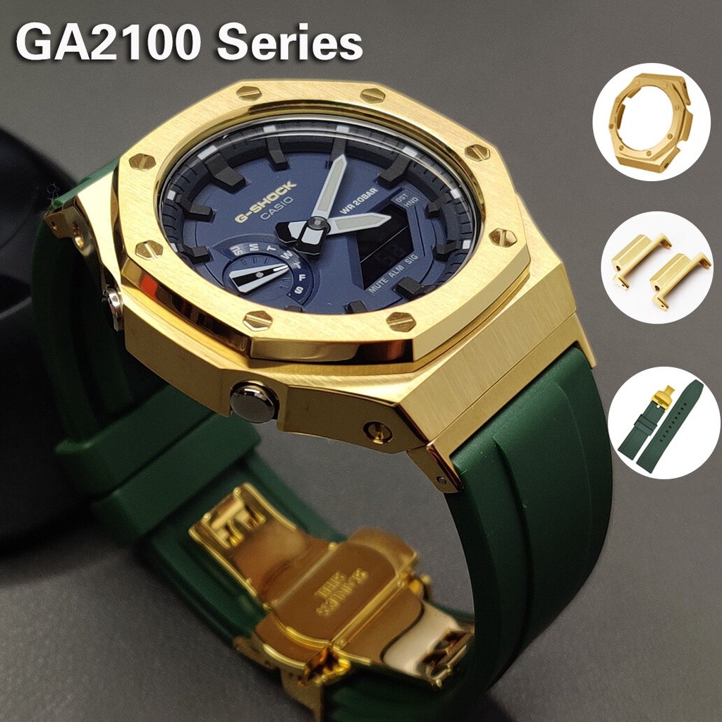 2022 Gelang Jam Baru untuk Casio G Shock GA-2100/2110 Adaptor Logam Bezel ke-2 Logam Casing Baja Tah