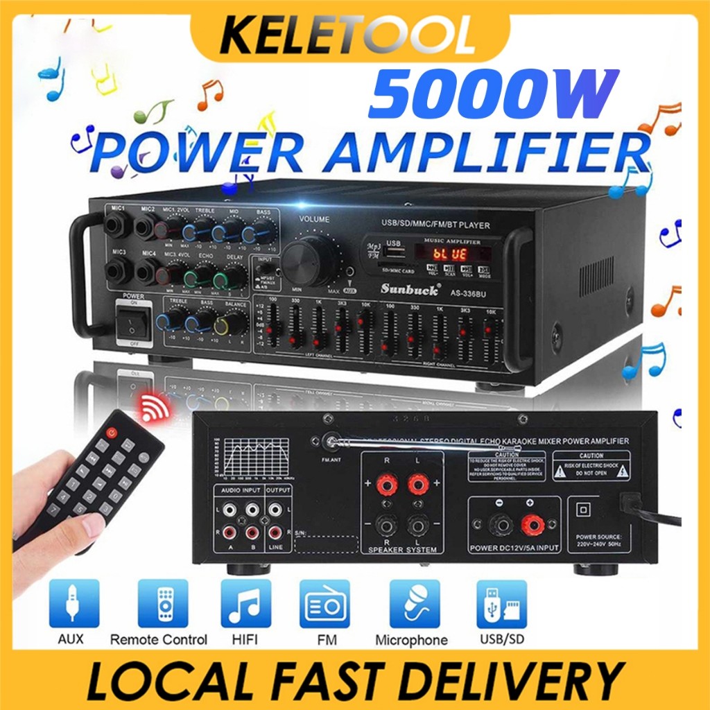 4-channel Hifi Bluetooth Stereo Power Amplifier Bluetooth Mixer USB HiFi Power Audio Mixer Reverb De