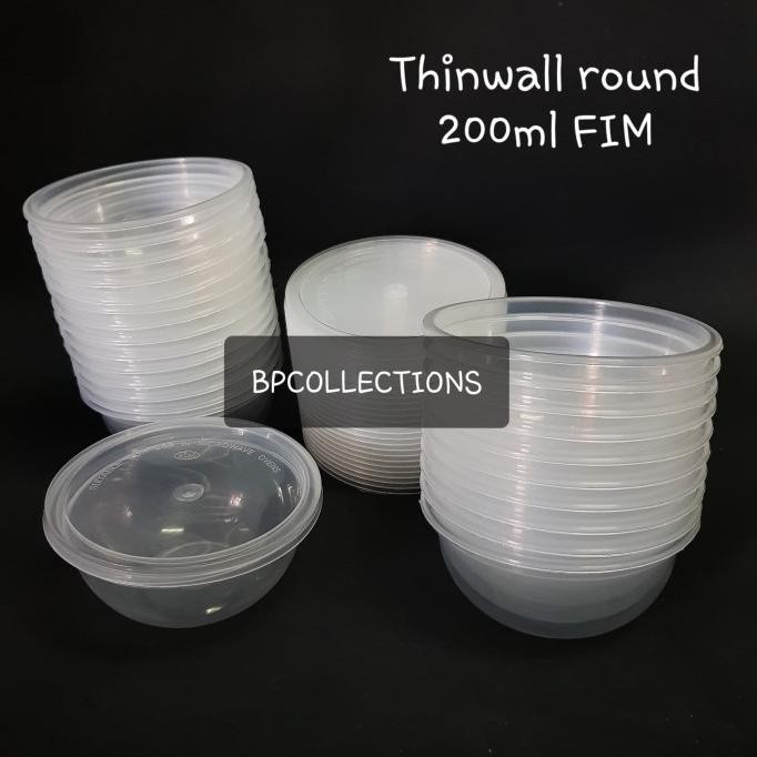 1 DUS 500PC THINWALL ROUND 200 300 400 450 650 ML BULAT MANGKOK GROSIR - 200ML : 500PCS 2010T