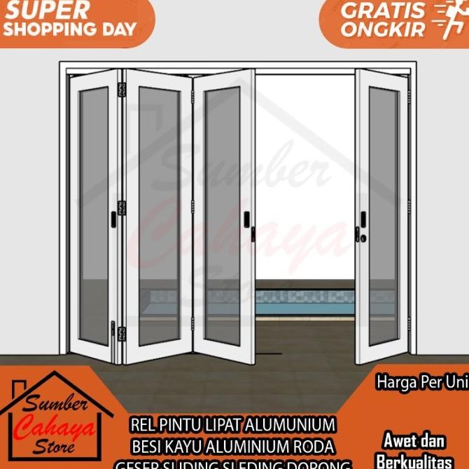 Rel Pintu Lipat Alumunium Besi Kayu Aluminium Roda Geser Sliding Sleding 2M 4M Meter Mter Dorong Sel