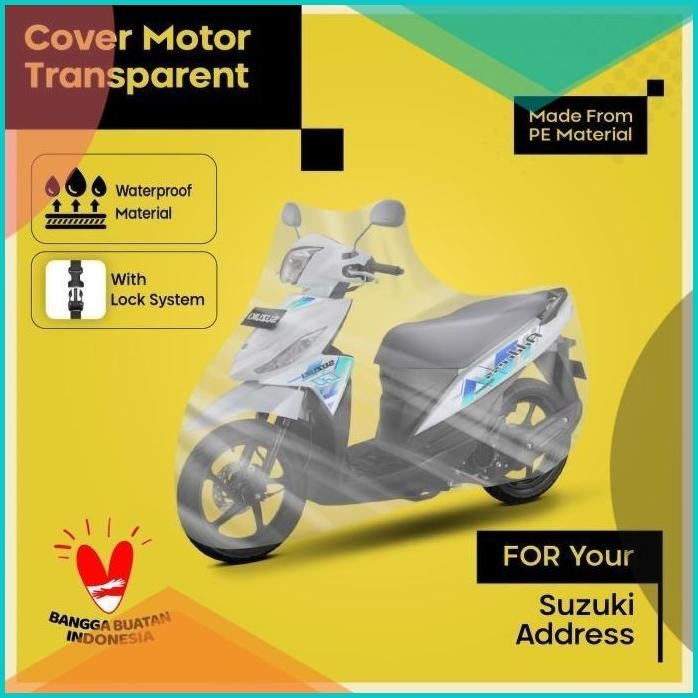 Sarung Motor Plastik Anti Air Transparan Suzuki Address Cover Body Mi