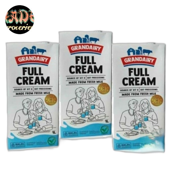 

Bya - Susu Uht Full Cream Grand Dairy 1L X 12= Karton Gosend Instan Yess